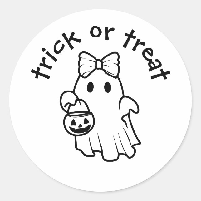 Adesivo Cute Girly Ghost Trick or Treat Halloween (Frente)