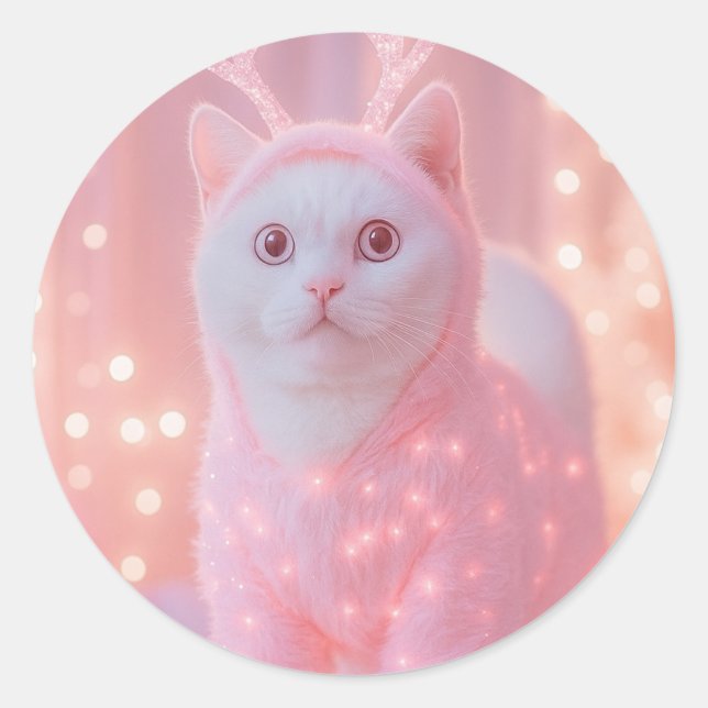 Adesivo Cute Glowing Reindeer Kitty Winter Fantasy         (Frente)