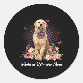 Adesivo Cute Golden Retriever Mom Flower Happy Mother's
