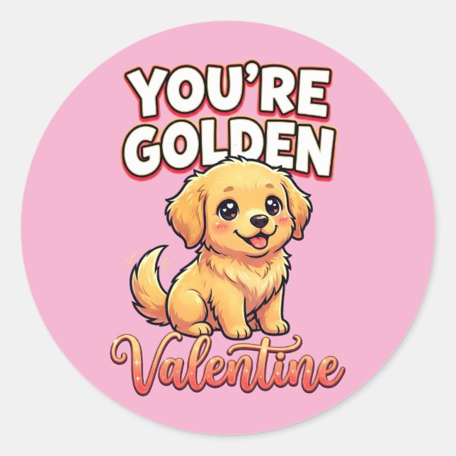 Adesivo Cute Golden Retriever Valentine – You’re Golden (Frente)