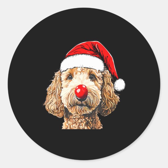 Adesivo Cute Goldendoodle Dogs Christmas Santa Golden Dood (Frente)