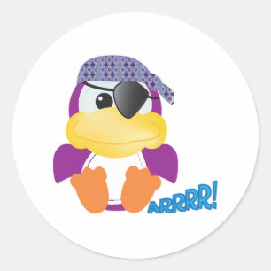 Adesivo Cute Goofkins pato pirata roxo