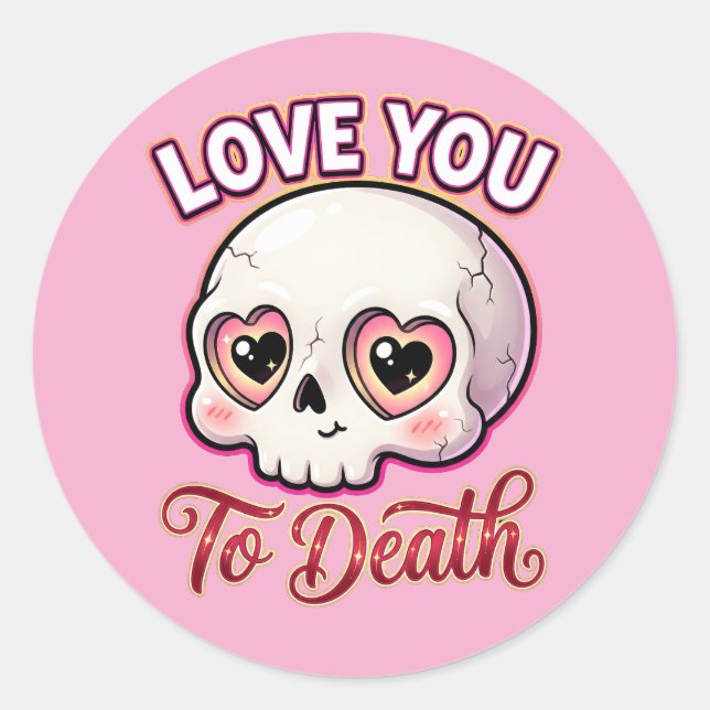 Adesivo Cute Gothic Valentine Skull – Love You to Death (Frente)