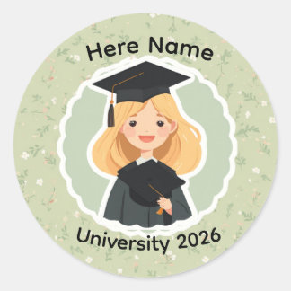 Adesivo Cute Graduation Girl ,Class of 2026 Custom Name 