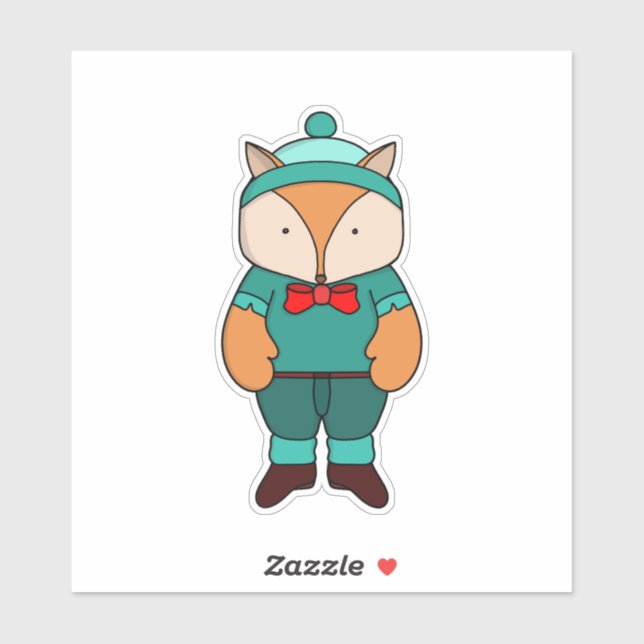 Adesivo Cute green fox (Folha)