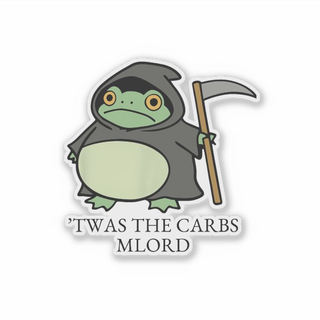 Adesivo Cute Grim Reaper Frog – ’Twas the Carbs M’Lord (Frente)
