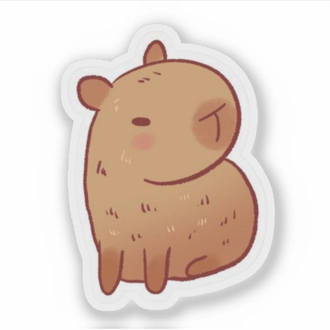 Adesivo Cute Grumpy Capybara Kawaii Cartoon Sticker (Frente)