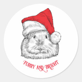 Adesivo Cute Guinea Pig with Christmas hat, furry and brig