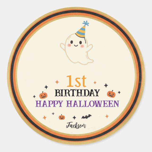 Adesivo  Cute Halloween 1st Birthday Personalized gifts  (Frente)