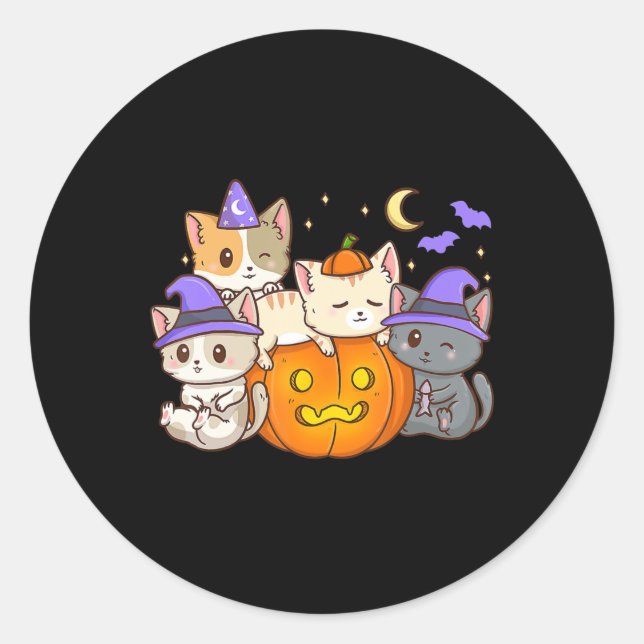 Adesivo Cute Halloween Cats Anime Cat Kawaii Pumpkin Cat L (Frente)