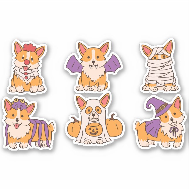 ADESIVO CUTE HALLOWEEN CORGI SET (Frente)