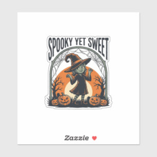 Adesivo Cute Halloween Witch Assustador, mas Doce Camiseta