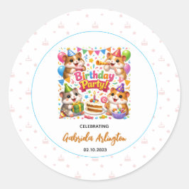 Adesivo Cute Hamster Birthday Party | Kids Hamster