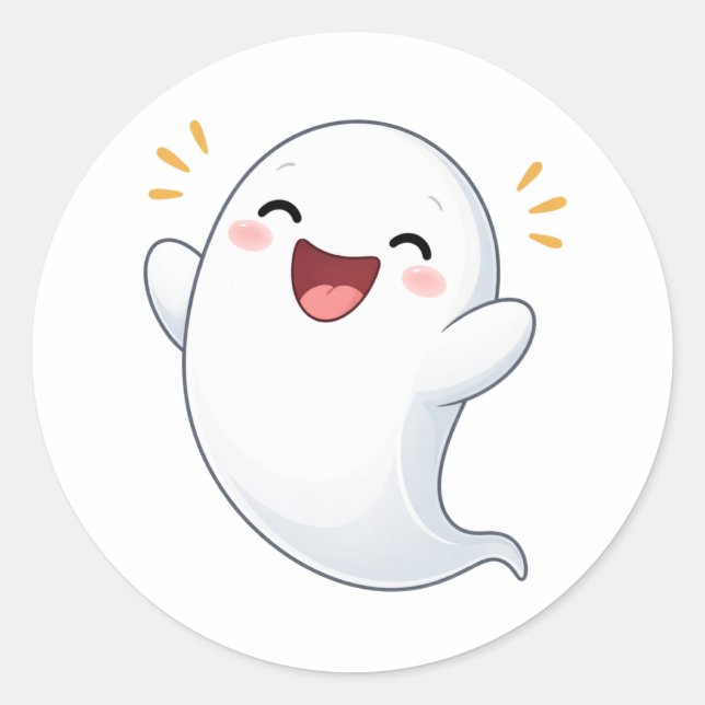 Adesivo Cute Happy Cartoon Ghost Character Sticker (Frente)