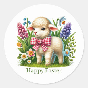 Adesivo Cute Happy Easter cordeiro personalizável