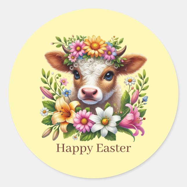 Adesivo Cute Happy Easter cow  (Frente)
