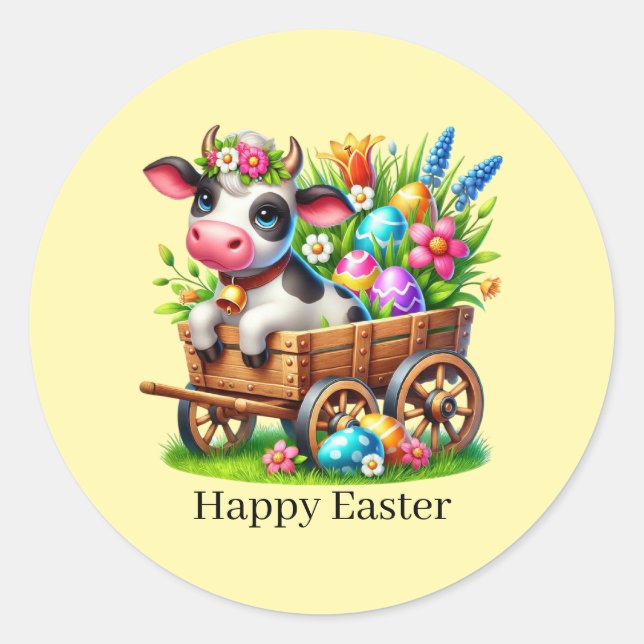 Adesivo Cute Happy Easter cow  (Frente)
