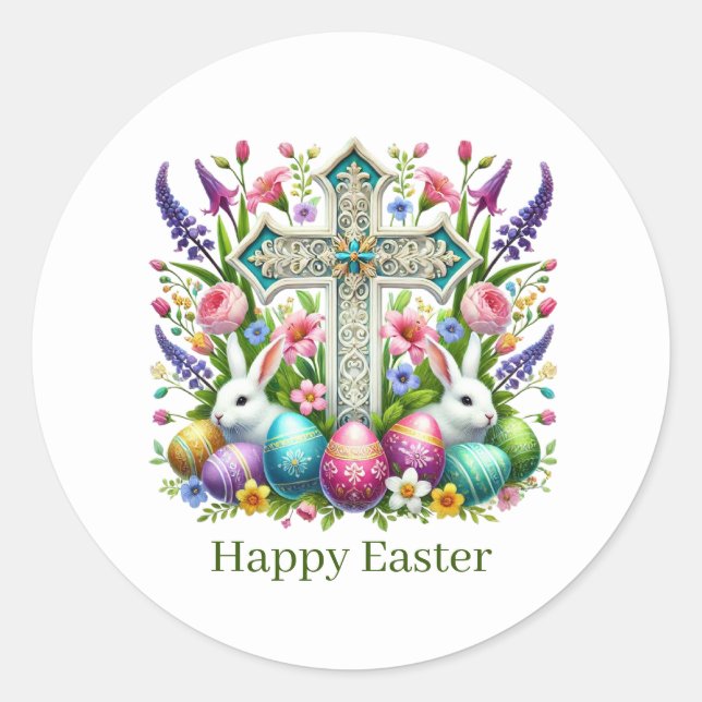 Adesivo Cute Happy Easter Cross (Frente)
