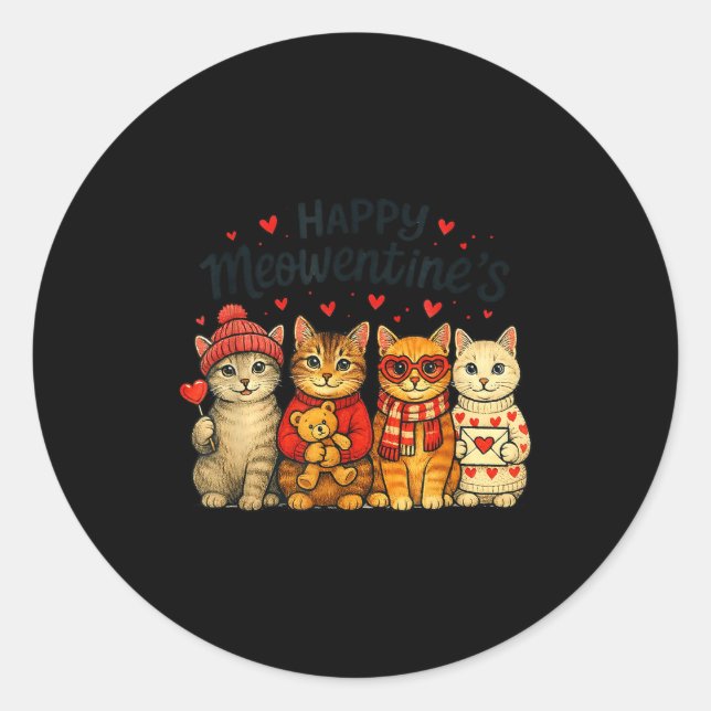 Adesivo Cute Happy Meowentines Valentine Cats Love Men Wom (Frente)