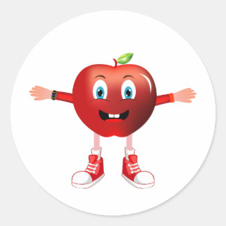 Adesivo Cute Happy Red Apple Cartoon Character Sticker