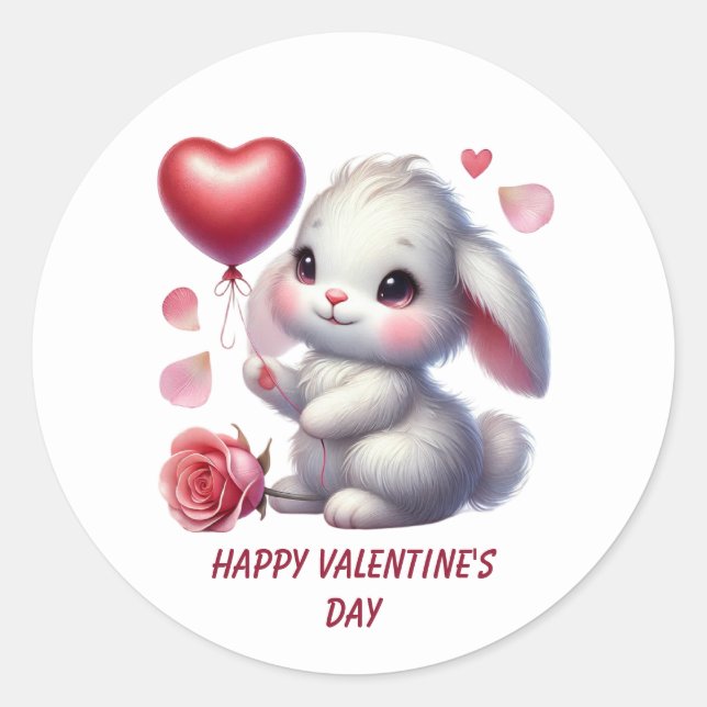 Adesivo Cute Happy Valentine's day rabbit (Frente)
