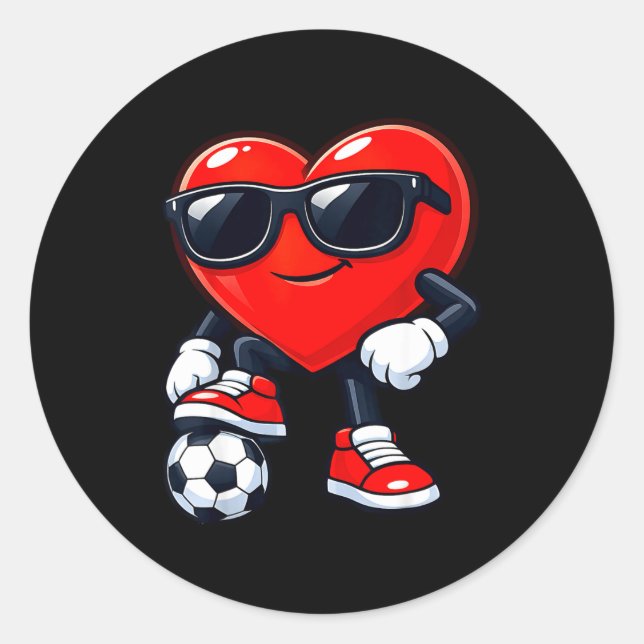 Adesivo Cute Heart Playing Soccer Valentines Day Soccer Bo (Frente)