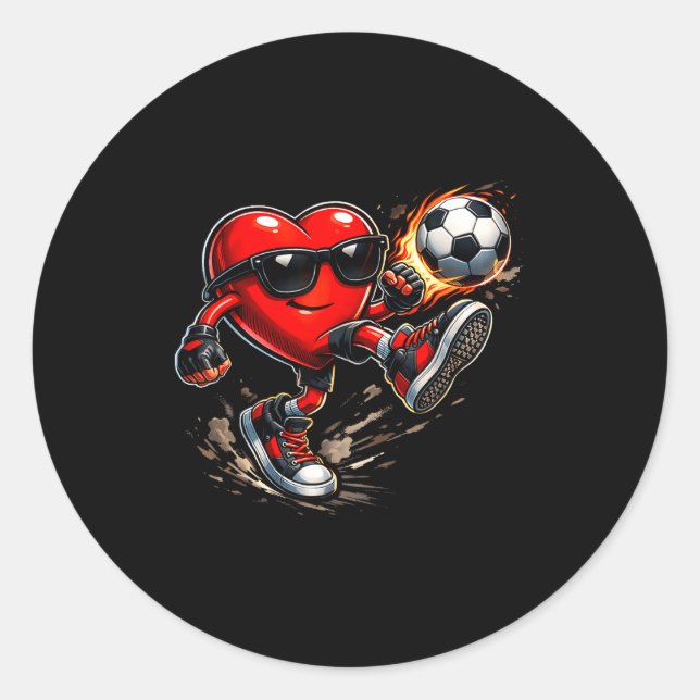 Adesivo Cute Heart Playing Soccer Valentines Day Soccer Bo (Frente)