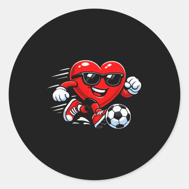 Adesivo Cute Heart Playing Soccer Valentines Day Soccer Bo (Frente)