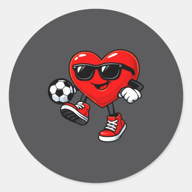 Adesivo Cute Heart Playing Soccer Valentines Day Soccer Bo (Frente)