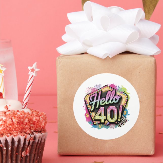 Adesivo Cute hello forty Birthday word art  (Festa)
