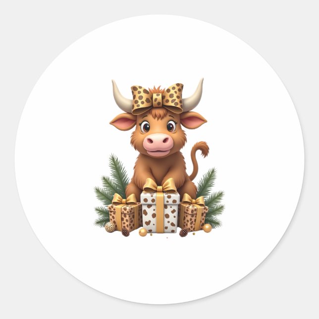 Adesivo Cute Highland Cow Christmas Santa Highland Cow Lov (Frente)