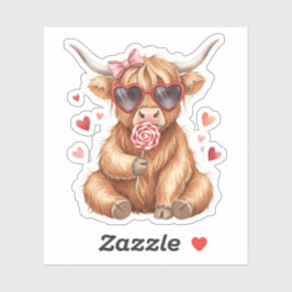 Adesivo Cute Highland Cow Valenti Custom-Cut Vinyl Sticker
