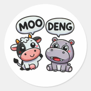 Adesivo Cute Hippo Deng Encontra Uma Vaca Engraçada