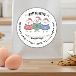Adesivo Cute Holiday BUTT NUGGETS egg carton label