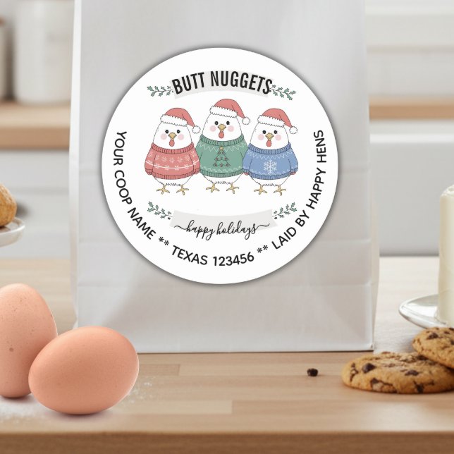 Adesivo Cute Holiday BUTT NUGGETS egg carton label (Criador carregado)