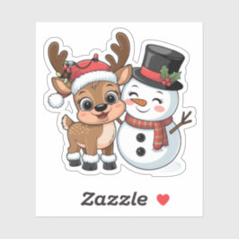 Adesivo Cute Holiday Reindeer & Snowman