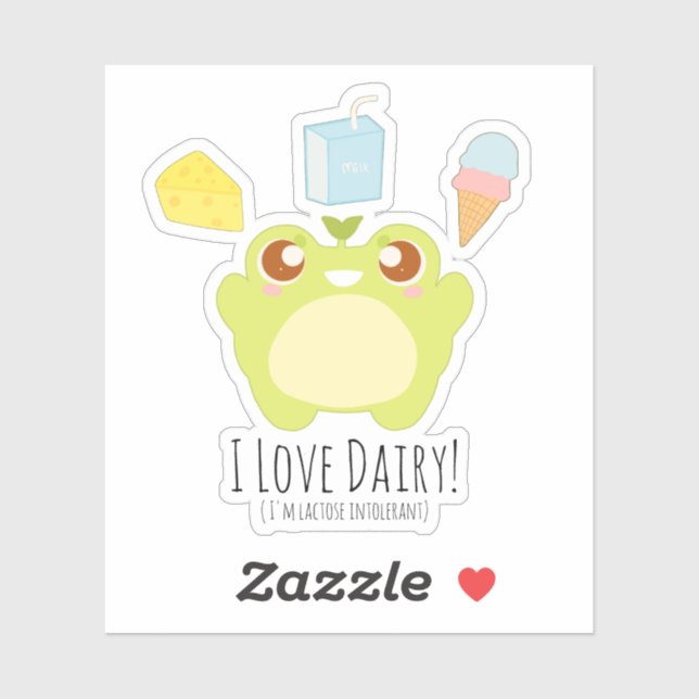 Adesivo Cute I Love Dairy Treats Sapo (Folha)