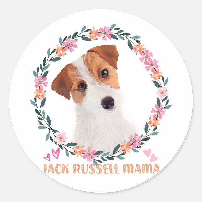 Adesivo Cute Jack Russell Terrier - Jack Russell Mama (Frente)