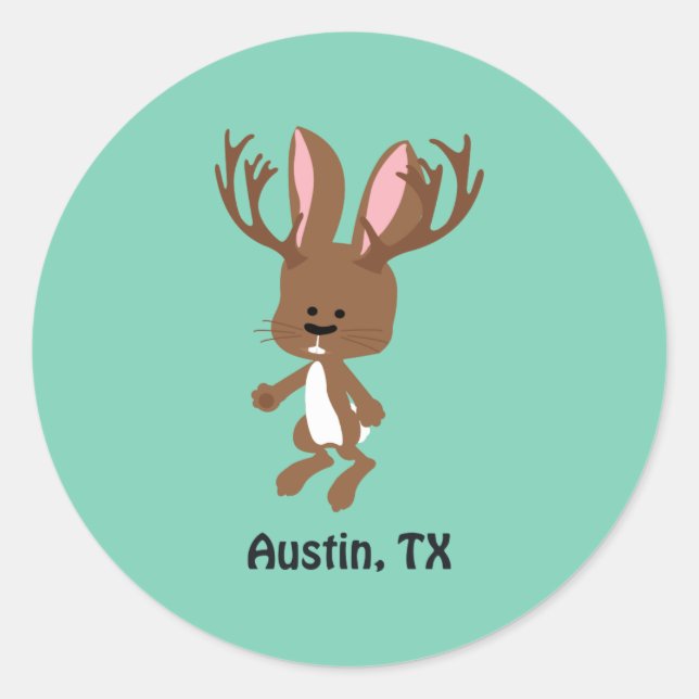 Adesivo Cute Jackalope - Austin, Texas (Frente)