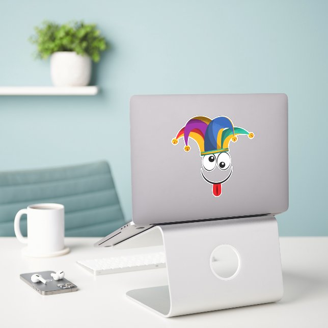 Adesivo Cute Jester Sticker – Fun Medieval Fool for Laptop (Laptop na mesa)