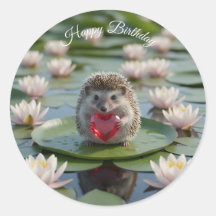 Cute July Hedgehog with Ruby Heart