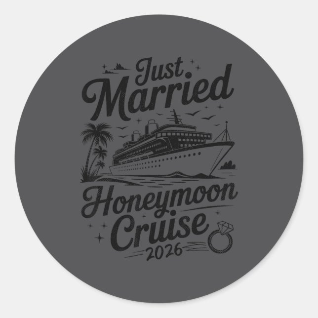 Adesivo Cute Just Married Honeymoon Cruise 2026 Newlyweds  (Frente)