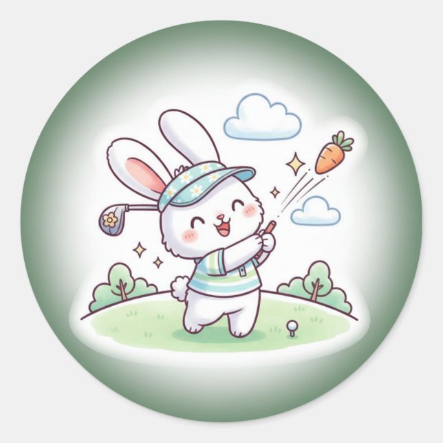 Adesivo Cute Kawai Bunny Golfer Sport (Frente)