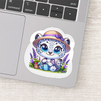 Adesivo Cute Kawai Flower Gardening Snow Leopard Stickers 
