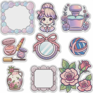 Adesivo Cute Kawaii Aesthetic Sticker Bundle – Frames, Bea