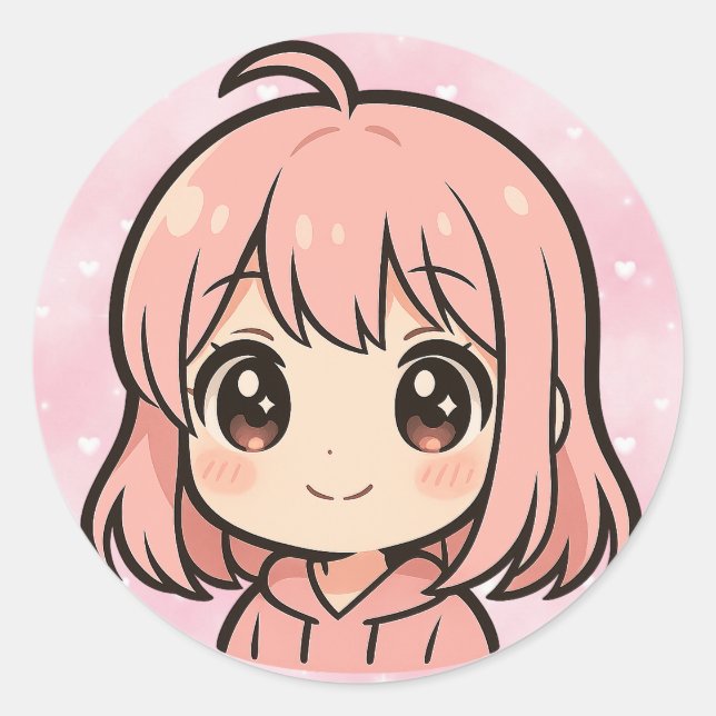 Adesivo Cute Kawaii Anime Girl Face Sticker (Frente)