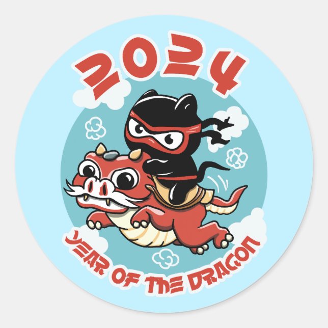 Adesivo Cute Kawaii Art | 2024 Ano Do Dragão (Frente)