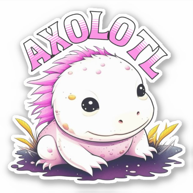 Adesivo Cute Kawaii Axolote  (Frente)