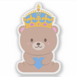 Adesivo Cute Kawaii Azul Cor-de-rosa - Urso Príncipe Real
