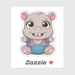Adesivo Cute Kawaii Baby Hippo Adorável Animal